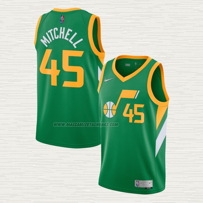 Camiseta Donovan Mitchell NO 45 Utah Jazz Earned 2020-21 Verde